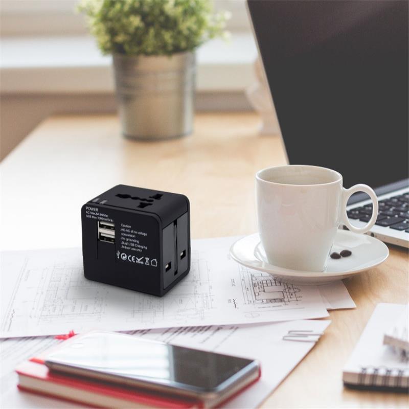 YICHEN TR-148 Universal International Power Plug USB 2.1A Adapter Wall AC Adapter Worldwide Travel Power Plug Conversion Socket Dual USB Adapter