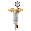 TMOK Water Pre Filter System 3/4" & 1" Brass Mesh Prefilter Purifier w/ Reducer Adapter & Gauge