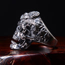 Retro Domineering Finger  Faucet Hand Dragon Pattern Double Dragon Skull Ring