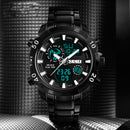 SKMEI 1306 Sports Style Chronograph Stainless Steel Dual Digital Watch Men Wrist Watch