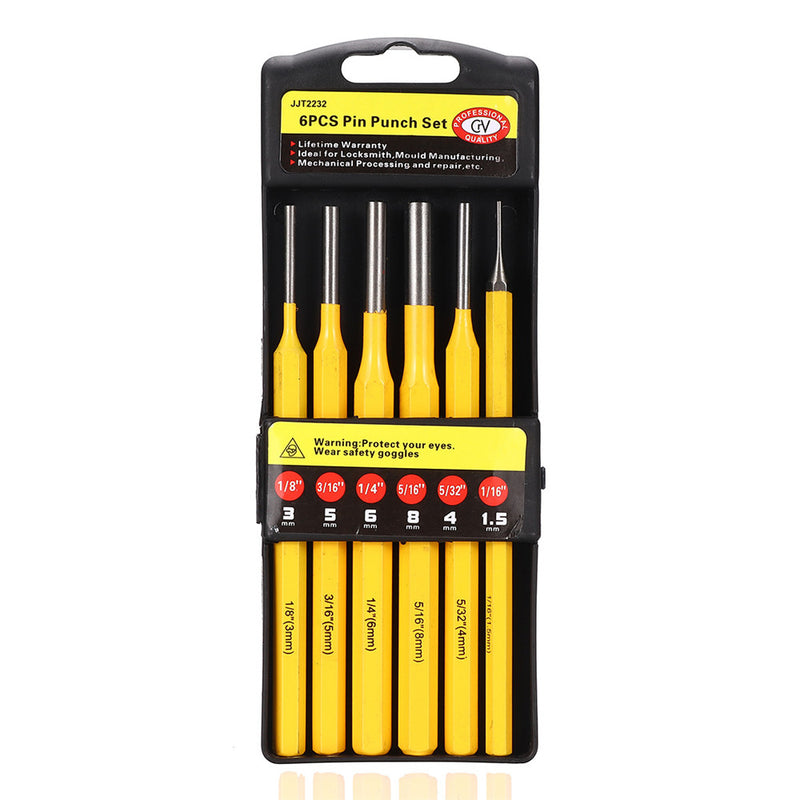6pcs 150mm Pin Punch Kit Set Solid Hole Punch Chisel Machining Maintenance Wooden Woodworking Tool