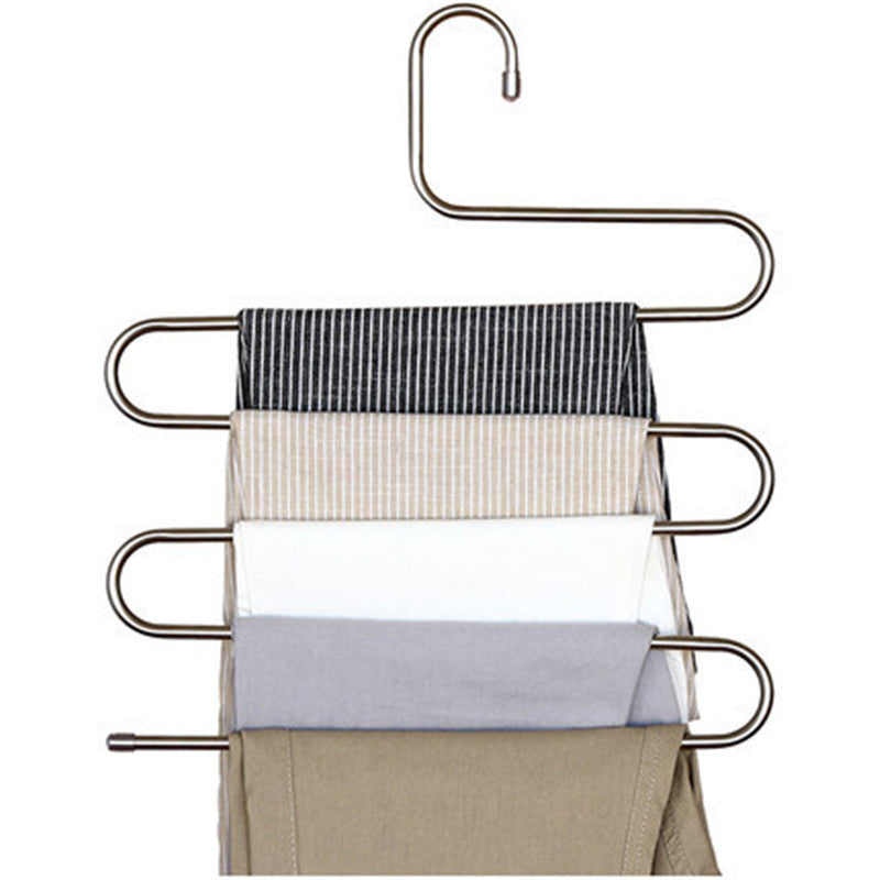 Mrosaa 5 layers S Shape MultiFunctional Clothes Hangers Pants Storage Hangers Cloth Rack Multilayer Storage Cloth Hanger