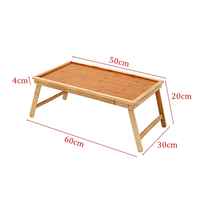 Bamboo Wooden Table Bed Tray With Folding Legs Serving Breakfast Lap Tray
