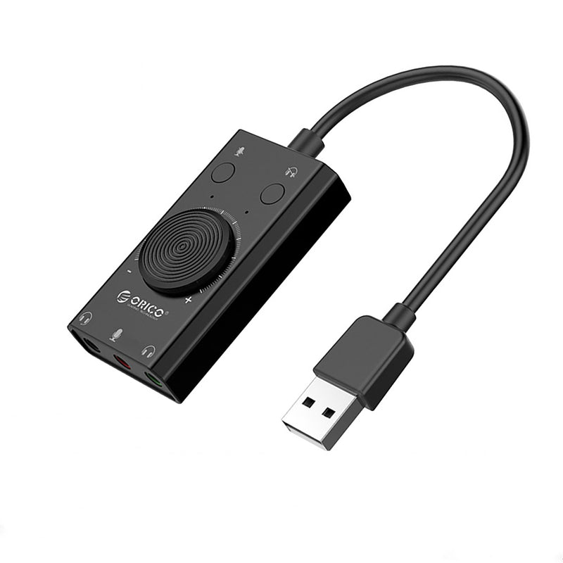 ORICO 2 In 1 3 Port Output 3.5mm Audio Jack Portable USB External Sound Card Microphone Volume Adjustable For Windows Mac Linux