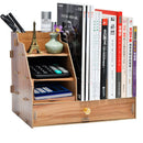 Multi-Function Wooden Desk Storage Racks Office Supplies File Documents Organizer Desktop Bookshelf