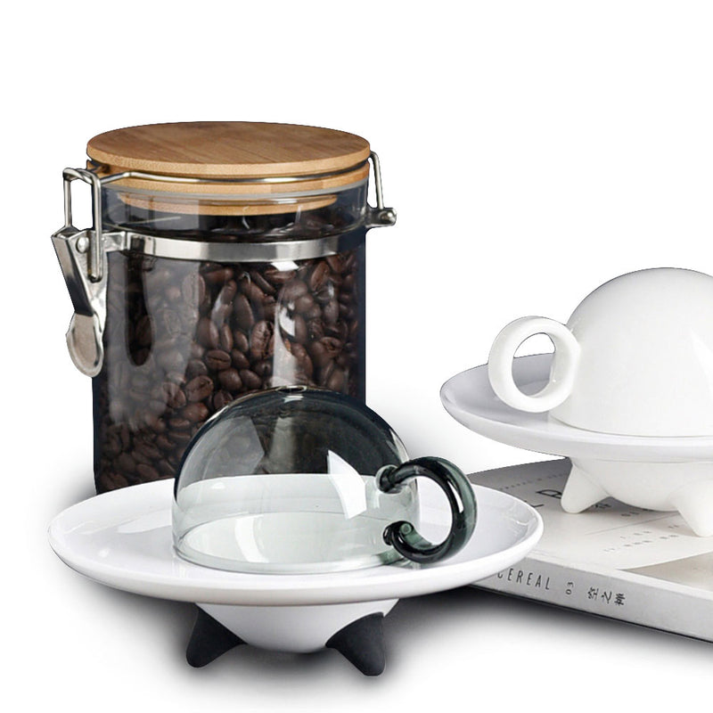 KISS KISS FISH UFO Flying Stack Cup Set Creative Fun Home Drinking Tools Ceramic Cup Set With Plate