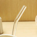 4Pcs 5mm Reusable Clear Bent Glass Drinking Straws Water Juice Straws with Cleaning Brush