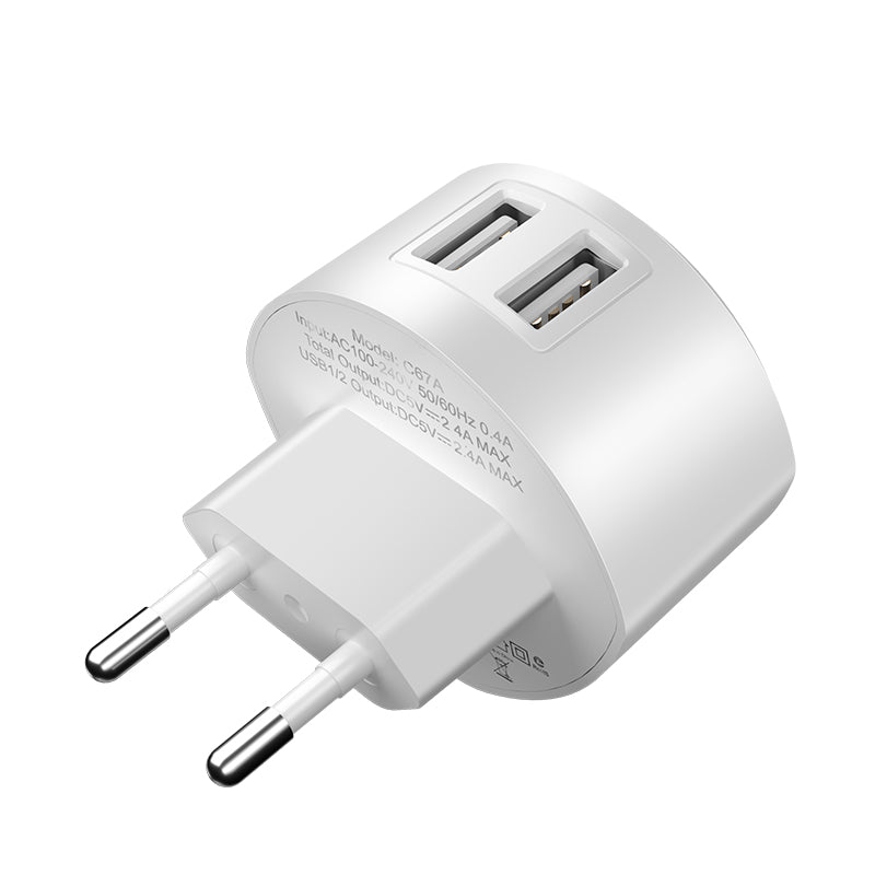 HOCO C67A Portable EU Dual USB Charger Travel Adapter for Samsung Xiaomi Huawei