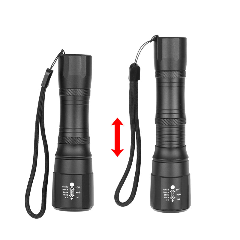 XANES 18650 Battery Flashlight Telescopic Zoom 5 Modes Work Lamp Camping Hunting Portable Emergency Lantern