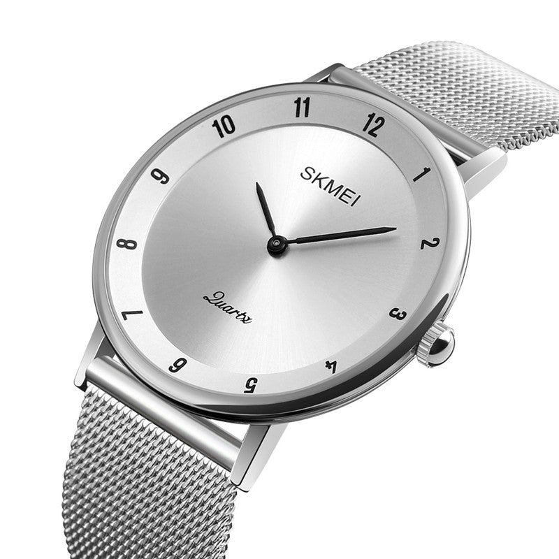 SKMEI 1264 Casual Style Ultra Thin Men Watch Stainless Steel Wristband Quartz Movement Watch