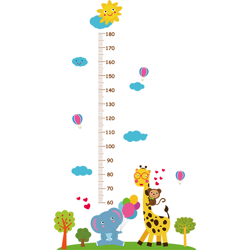 Miico SK9340 Giraffe And Elephant Painting Heights Sticker Children's Room And Kindergarten Decorative Wall Sticker