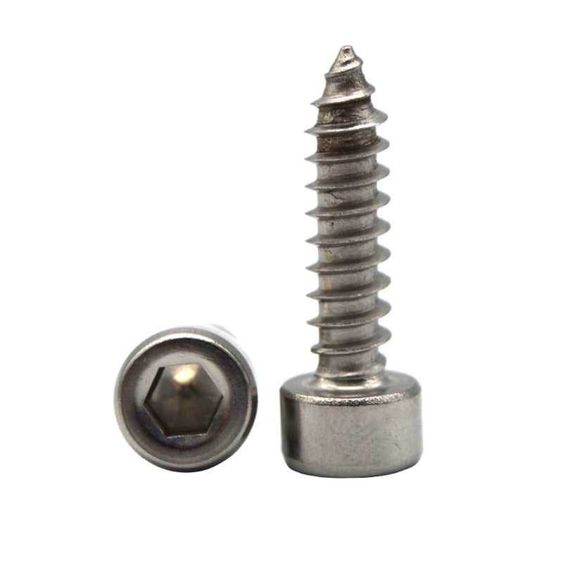 Suleve M3SH11 50Pcs M3 304 Stainless Steel Hex Socket Cylinder Cap Head Self Tapping Screw Wood Screws Speaker Screws Optional Length