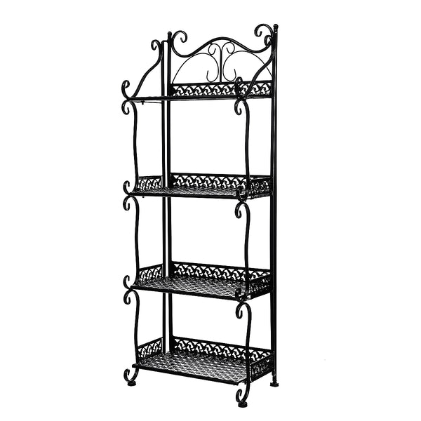 Black 4 Tier Standing Shelves Shelving Unit Kitchen Storage Rack
