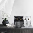 Nordic Style Minimalist Craft White Black Owls Animal Figurines Resin Miniatures Home Room Decorations