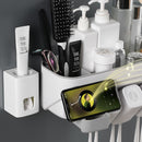 Creative Toothbrush Holder Magnetic Adsorption Inverted Cup Wall Mount Toothpaste Squeezer Family Set