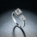 INALIS Platinum Plated Square Rhinestone Ring Opening Finger Rings