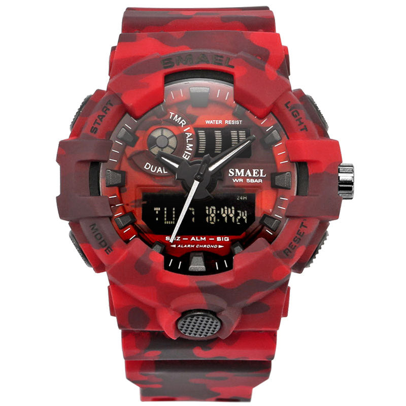 SMAEL 8001 Digital Watch Camouflage Militray Dual Display Men Sports Outdoor Wrist Watch