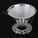 Stainless Steel Pour Over Coffee Dripper Flower Pattern Paperless Reusable Double Mesh Cone Filter