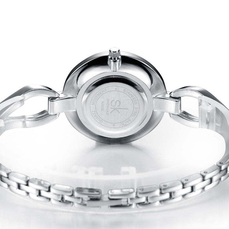 SK K0020 Diamond Dial Case Ladies Wrist Watch Stainless Steel Strap Quartz Watches