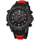 WEIDE 6406 Dual Display Digital Watch Calendar Alarm Luminous Watch Black Case Men Sport Watch