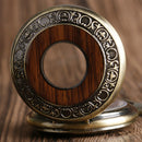 Deffrun Vintage Hand Wind Mechanical Watch Wooden Design Pocket Watches