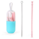Xmund XD-XG2 Collapsible Reusable Drinking Silicone Straw Premium Food-Grade Folding Drinking Straws Outdoor Tableware With Cleaning Brush