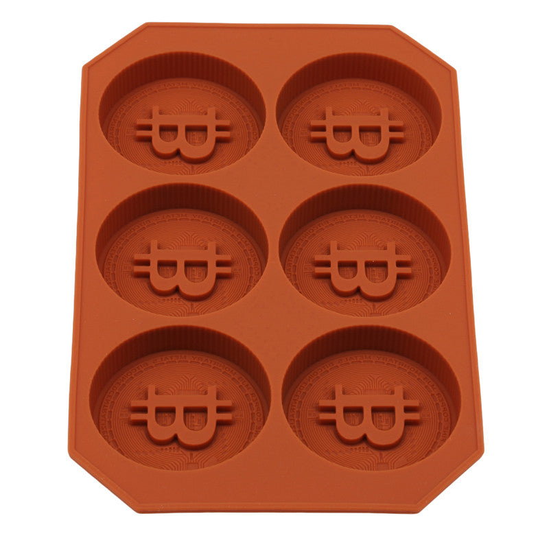 6 Grids Bitcoin Design Silicone Ice Cube Tray DIY Chocolate Cookies Biscuit Baking Ice Mold Maker