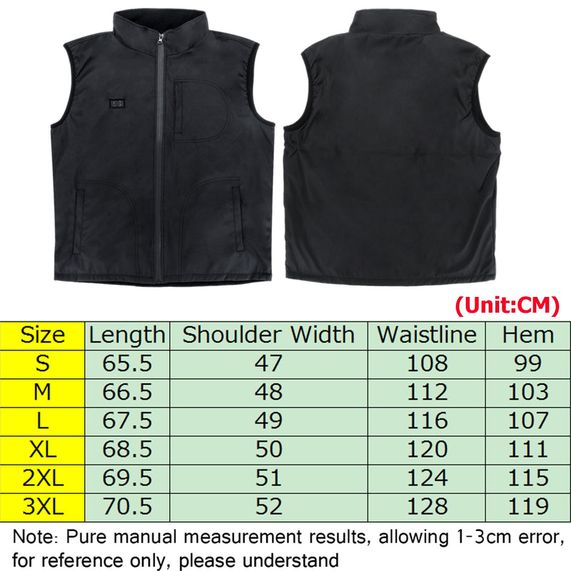 Dual Button USB Electric Outdoor Heating Vest Clothes Carbon Fiber Warm Back + Belly Heat 3 Gear Control