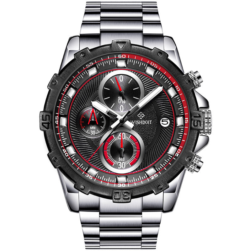 WISHDOIT WSD-018 Men Watch Luxury Sport Stainless Steel Strap Male Quartz Watch