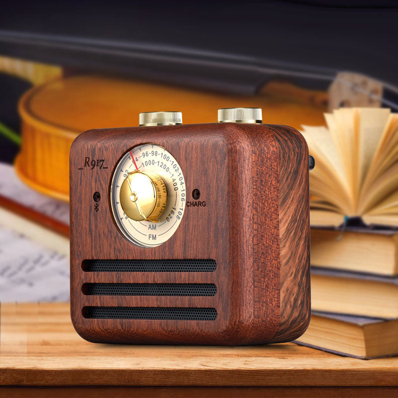 Loskii Wood bluetooth Subwoofer Handmade Walnut Wood Portable bluetooth Speaker FM/AM Loudspeaker