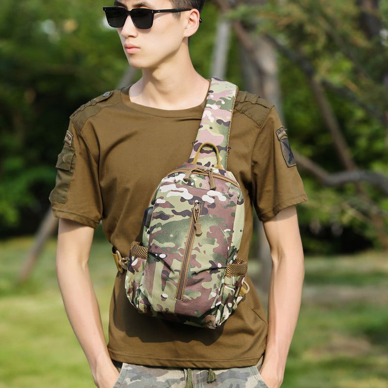 ZANLURE 3611 USB Tactical Bag Oxford Waterproof Chest Bag Shoulder Bag Crossbody Bag Fashion Leisure Hand Bag