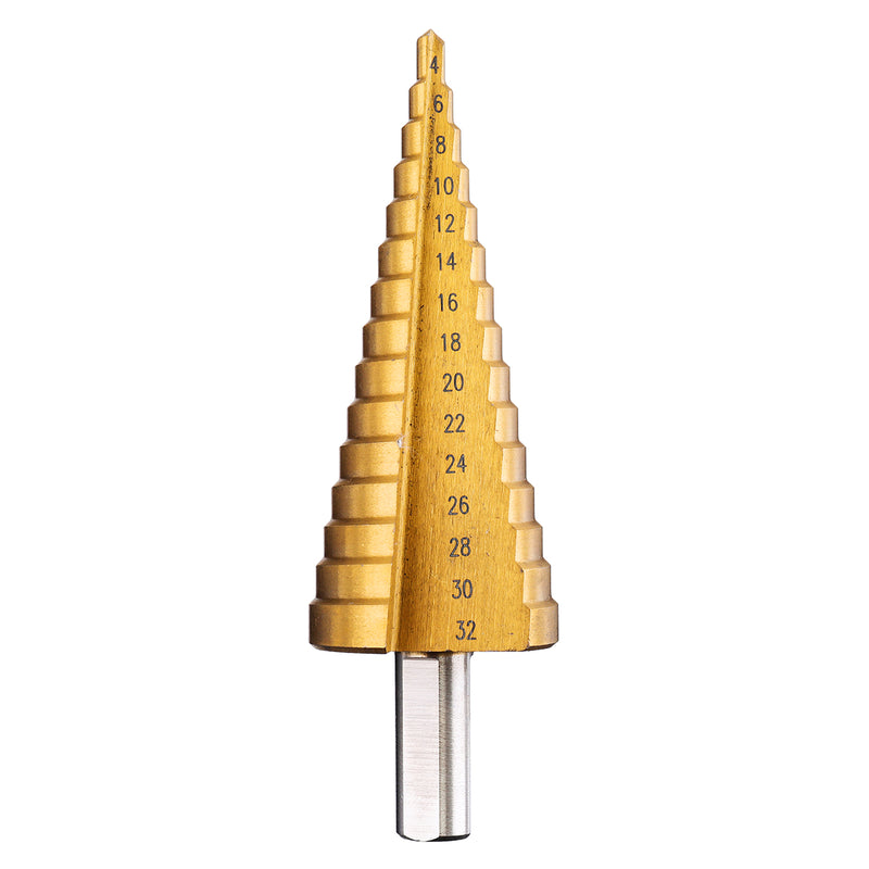 4-12/20/32mm HSS Golden Step Cone Drill Bit With Center Punch Tools Kit