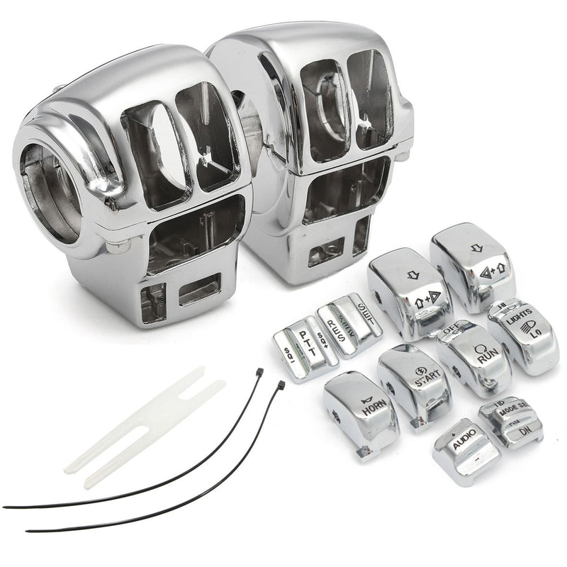 Chrome Switch Housing Cover Caps for Harley 883 XL1200 Road King/Electra Glide