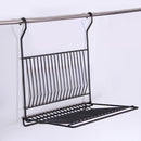 Foldable Kitchen Black Wall Hanging Dish Storage Shelf Organizer Rack Holder NO Drill for Space Saving