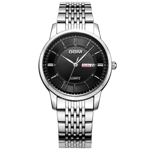 DOM M-11D Waterproof Men Wrist Watch Stainless Steel Business Style Quartz Watches