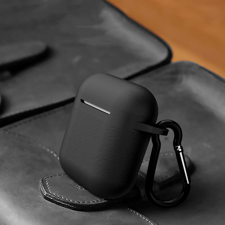 Dirose Luxury Portable PU Leather Wireless bluetooth Earphone Storage Cover with Anti-lost rope & Keychain for Apple Airpods 1/2