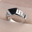 Trendy Alloy Ring Crystal Ring Rhinestone Rectangle Finger Ring for Men