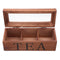 Tea Bag Stores Wooden Tea Box 3 Compartments Hinged Glass Lid Tea Organizer Jewelery Box Storage