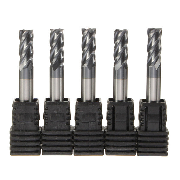 5pcs 6mm Head 4 Flute Tungsten Steel End Mill Cutter