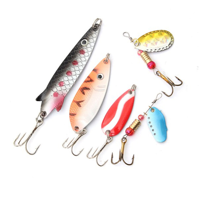 ZANLURE 30pcs Assorted Spinner Baits Metal Fishing Lures Fish Hooks Tackle