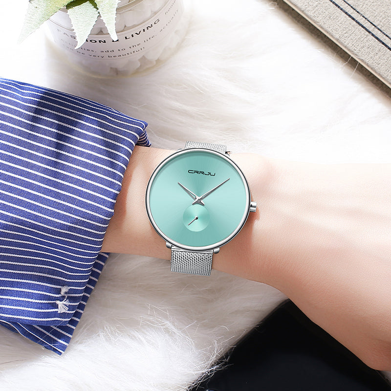 CRRJU 2165 Fashion Full Steel Strap Casual Simple Dial Luxury Women Quartz Watch