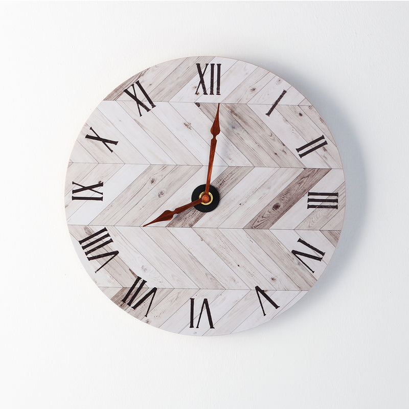 11'' Wood Wall Clock Diameter 28CM with Seamless Hook Round Room Home Bar Decor