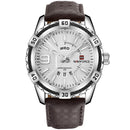 NAVIFORCE 9117 Business Style Men Wrist Watch Calendar Week Display Leather Strap Quartz Watch