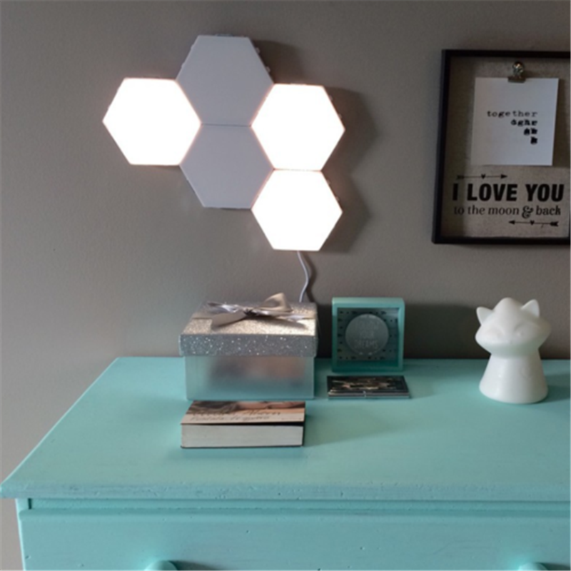LED Quantum Hexagonal Wall Lamp Modular Touch Sensor Light Fixture Living Room  Decorative Smart Light