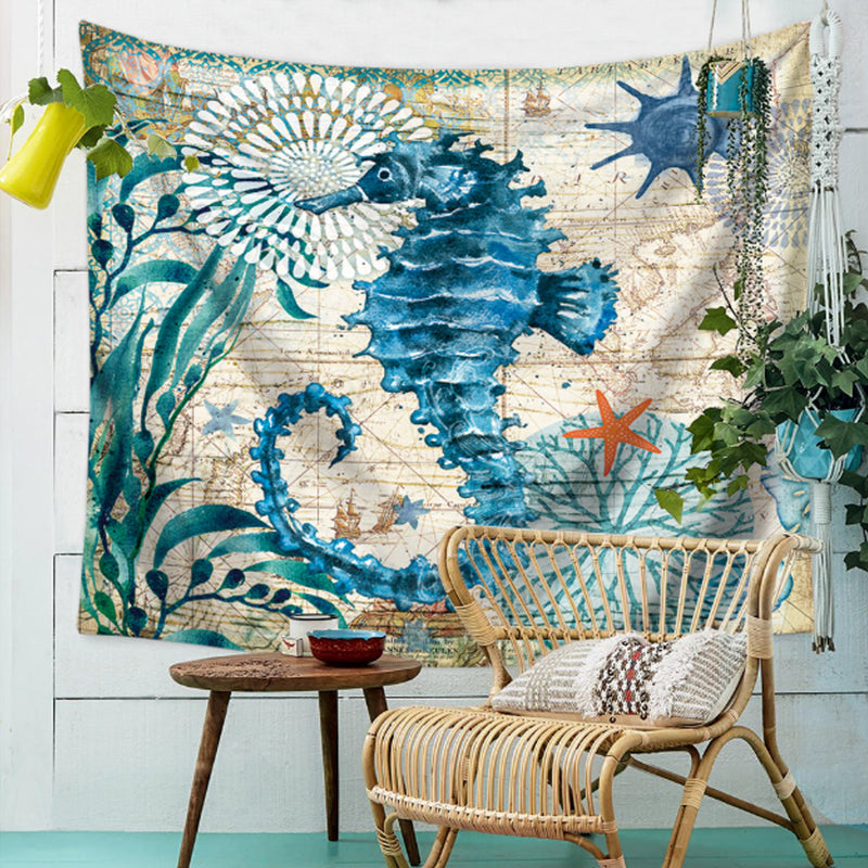 Large Ocean Seahorse Tapestry Wall Hanging Decor Boho Bohemian Bedspread Beach
