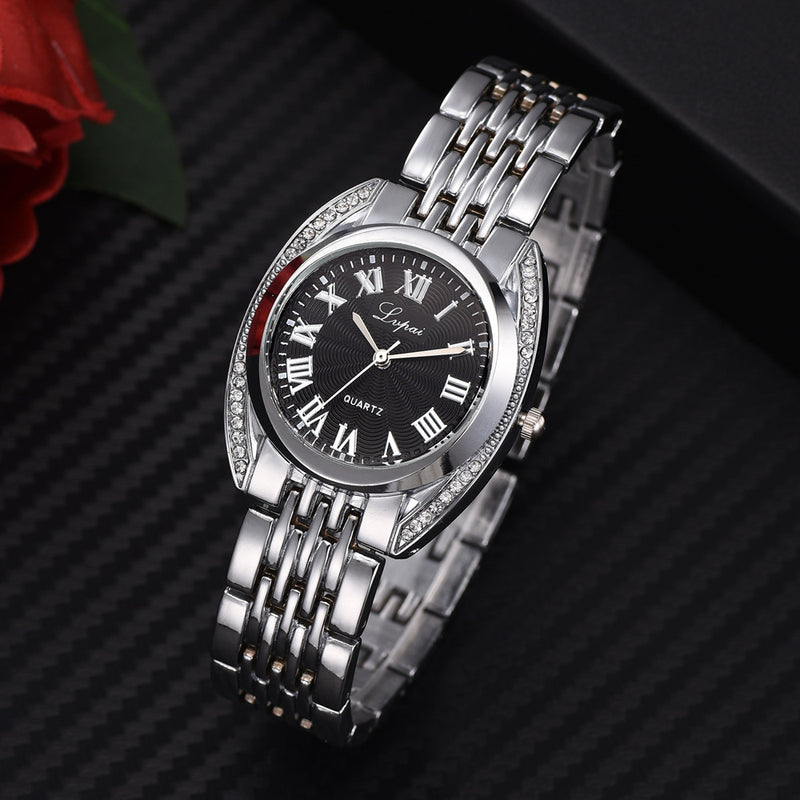 High-end Ladies Roman Numerals Quartz Watch Fashion Casual Steel Belt Women Watch