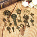 70Pcs Vintage Bronze Skeleton Heart Key Pendants DIY Accessaries