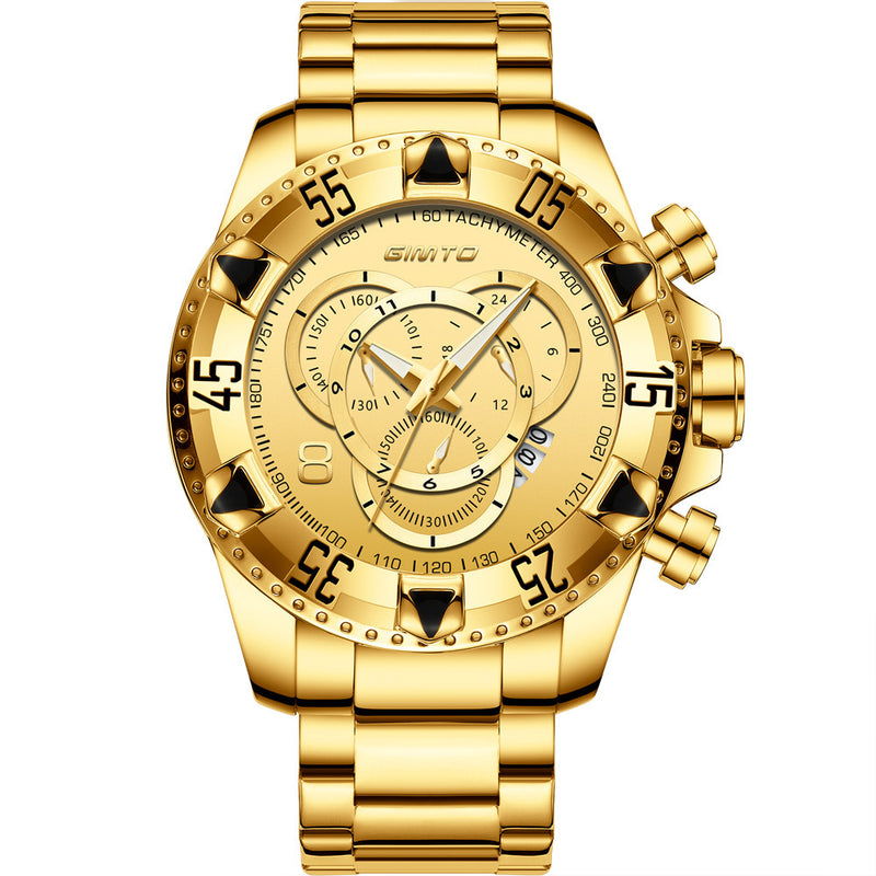 GIMTO GM259 Fashion Men Business Stainless Steel Band Three Dial Date Display Quartz Watch