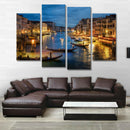 Miico Hand Painted Four Combination Decorative Paintings Night in Venice Wall Art For Home Decoration