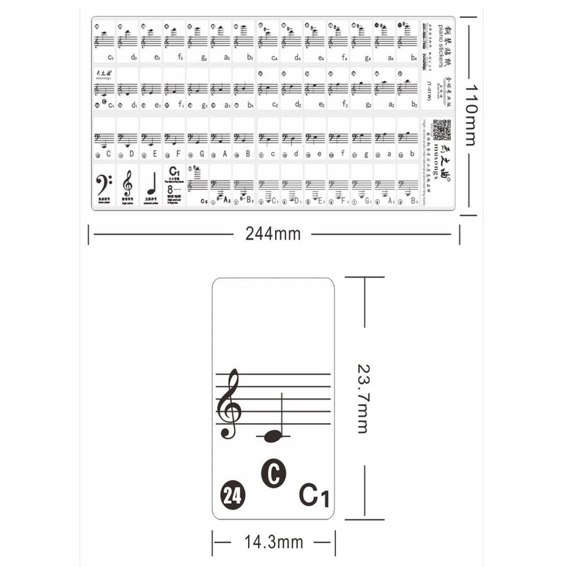 Piano Keyboard Musical Note Sticker for 61 Keys Electronic Keyboard Piano